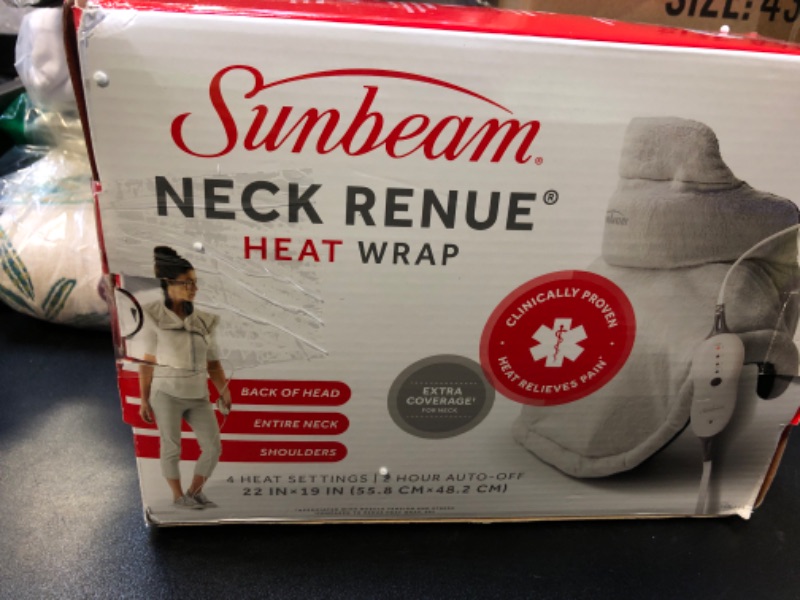 Photo 1 of Sunbeam Contoured Heating Pad for Neck & Shoulder Pain Relief with Auto Shut Off, Moist Heating Option, 22 x 19, Grey 19 inches Heating Pad