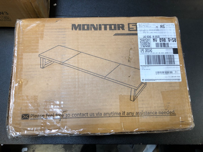 Photo 1 of YAOHUOO Dual Monitor Stand Riser, 39Inch Large Monitor Stands for 2 Monitors, Computer Monitor Stand, Wooden Desktop Oraganizer Shelf for Office Desk Computer,Laptop,TV