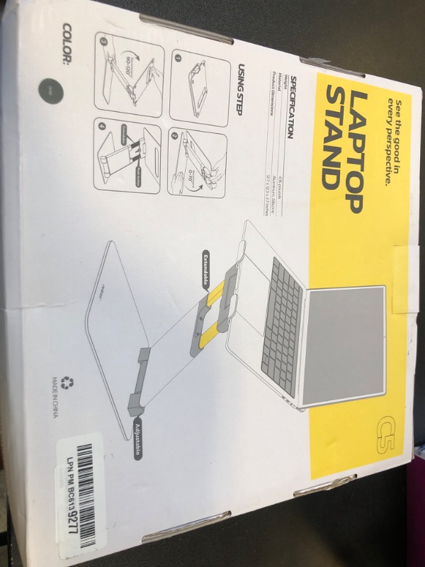 Photo 1 of Nulaxy Height Adjustable Laptop Stand for Desk, Dual Foldable Aluminum Computer Riser, Pull Out Design Ergonomic Sit to Notebook Holder Convertor, Compatible with All 10-17" Laptops, Tablets, Gray
