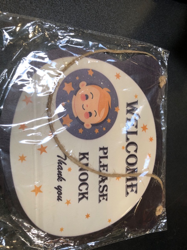 View 2 of Baby Is Sleeping Sign, Shh Baby Sleeping Sign for Front Door,Wooden Double Sided Hanging Signs for Nursery Infants School Kindergarten & for New Mom New Born Gifts