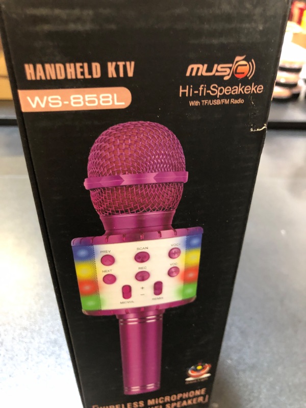 Photo 2 of Winique Karaoke Microphone for Kids with Bluetooth & LED Lights - 5 in 1 Fun Toys Home KTV Birthday Party Player - Christmas Stocking Stuffers for Girls, Boys, and Teens(Gold)