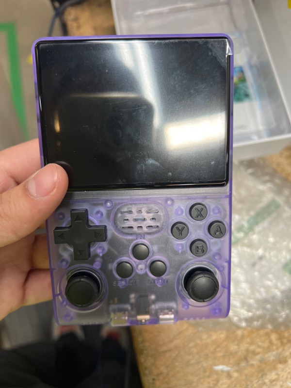 Photo 2 of * UNIT DOESN'T LOAD GAMES NEEDS REPAIRS* GWALSNTH R40S Pro Handheld Game Console, 30000 HD Games Mini Retro Video Console, 3.5-Inch IPS Screen,256GB Memory,Built in 45 Emulators,3800mAh Battery (Transparent Purple 256GB)