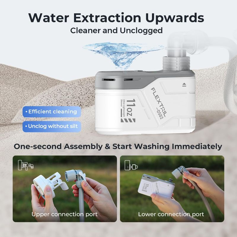 Photo 4 of (READ FULL POST) FLEXTAILGEAR MAX SHOWER Ultralight Rechargeable Outdoor Shower Pump, Portable Camping Showerhead Handheld, Travel Shower with USB-C Water Pump for Hiking, Car wash, Pet Cleaning, Beach Vacations