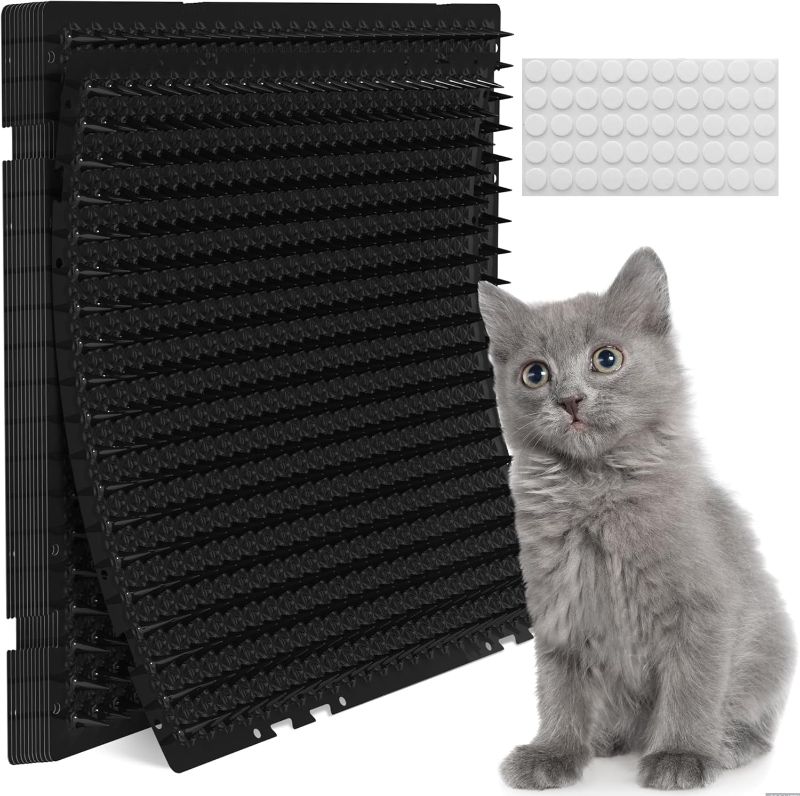 Photo 1 of 12 Pack Black Cat Spike Mat - 16" x 13" Scat Mat for Cats with 1" Spike is A Perfect Cat Scat Mat for Indoor & Outdoor Cat Repellent to Deter Feral Cats & Dogs