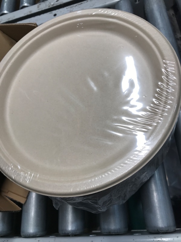 Photo 3 of ***FACTORY SEALED***125 Pack Disposable Paper Plates 9 Inch 100% Compostable Plates Bagasse Natural Biodegradable Plates Heavy Duty Dish Plates Party Sturdy Dinner (125, 9 IN-Natural)
