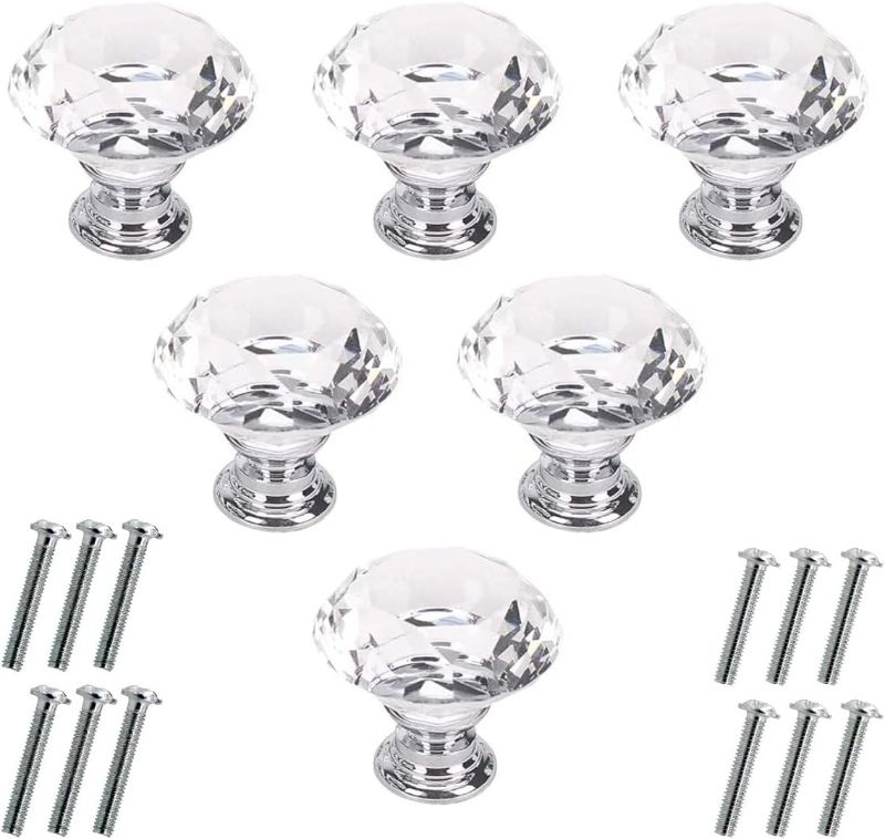 Photo 1 of Akstore 5 Pcs Crystal Glass Cabinet Knobs  Diamond Shape Drawer Kitchen Cabinets Dresser Cupboard Wardrobe Pulls Handles 
