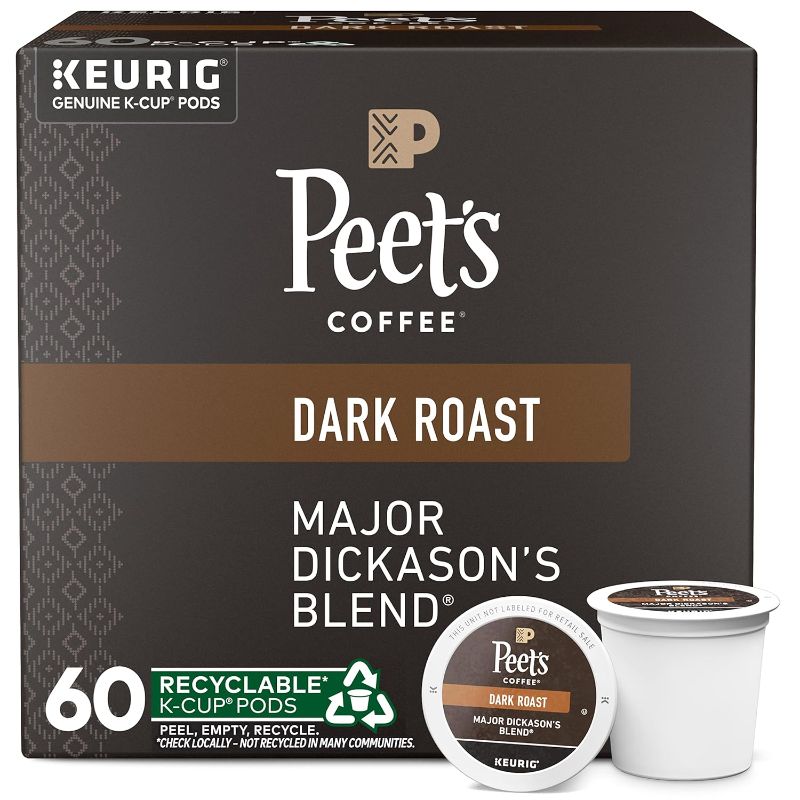 Photo 1 of ** best by 12/25/2024 ** Peet's Coffee, Dark Roast K-Cup Pods for Keurig Brewers - Major Dickason's Blend 60 Count (6 Boxes of 10 K-Cup Pods)
