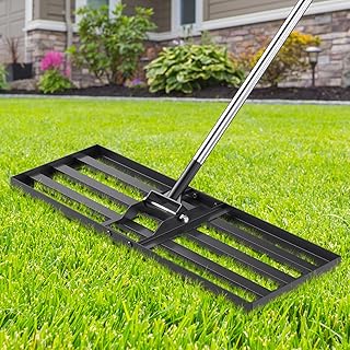 Photo 1 of 30x10 inch Lawn Leveling Rake, Yumatum 72" Effort Saving Lawn Leveler Tool, Stainless Steel Handle Lawn Leveler for Golf Course Yard Pasture Garden, Professional Lawn Care Landscape Rake