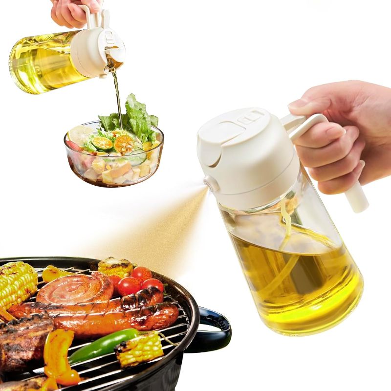 Photo 1 of 16oz Oil Dispenser Bottle for Kitchen - 2 in 1 Olive Oil Dispenser and Oil Sprayer - 470ml Olive Oil Bottle - Oil Sprayer for Cooking, Kitchen, Salad, Barbecue White