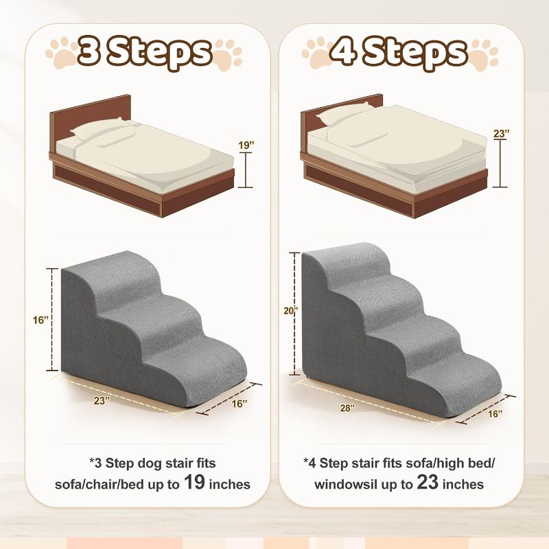 Photo 4 of (READ FULL POST) Gimars Extra Wide Sturdy 30D High Density Foam Dog Stairs for High Beds for Small Medium Large Dogs, Non-Slip Pet Stairs, Easy Clean Removable Washable Cover for Couch, Sofa