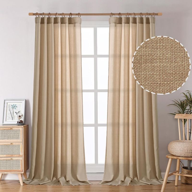 Photo 1 of 

BGment Faux Linen Curtains for Living Room 84 Inch Length 2 Panels Set, Burlap Textured Thick Long Curtains Light Filtering Privacy Window Curtain Drapes...