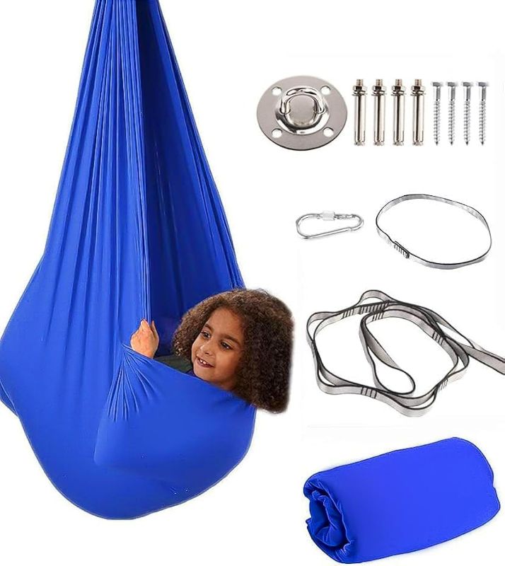 Photo 1 of **Color is BLUE** Therapy Swing for Kids with Special Needs (Hardware Included) Snuggle Swing Cuddle Indoor Outdoor Adjustable Hammock for Children with Autism