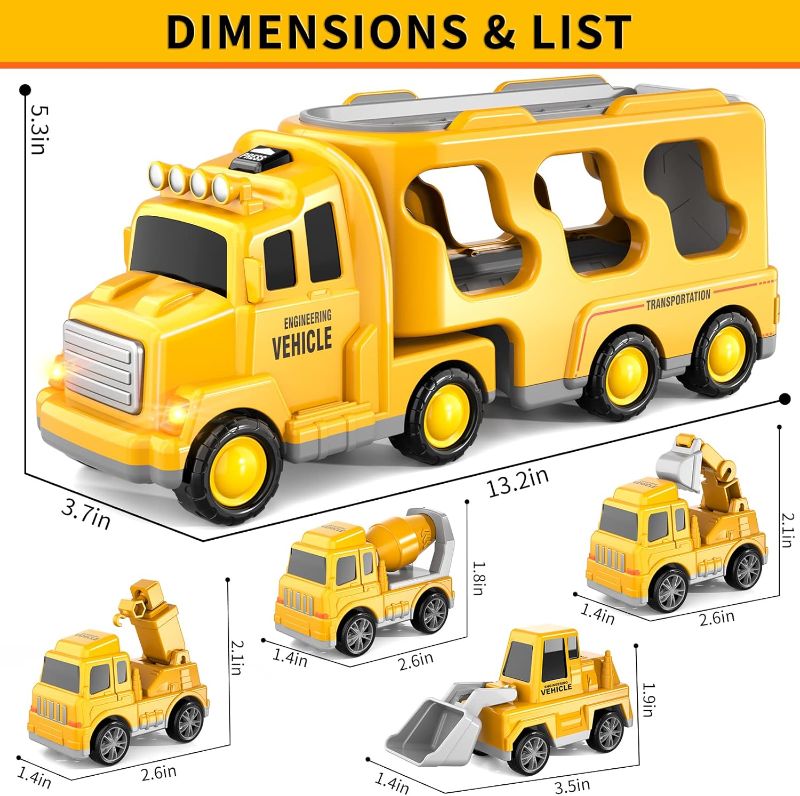 Photo 4 of (READ FULL POST) Bennol Toddler Boy Toys for 1 2 3 4 5 Year Old Boys, Toddler Car Trucks Bus Toys for Toddler Boys Ages 1-3 3-5, 5 in 1 Construction Car Truck Bus Boys Toddlers Birthday Gifts