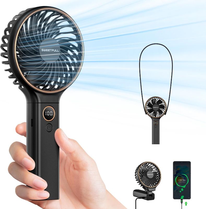 Photo 1 of 
SWEETFULL Handheld Fan, Portable Fan, 5000mAh Rechargeable Battery, 6 Speed Wind, LED Display, Personal Mini Travel Fan with Backup Power, Hand Held Fan USB..