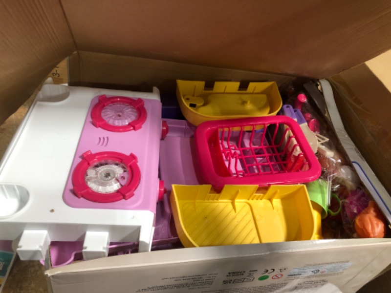 Photo 1 of * MISSING ITEMS* SmartChef Kids Kitchen Playset, 48PCS Kitchen Accessories Toys, Pink Play Kitchen, with Realistic Design, Sound, Lights & Smoke, Pretend Kitchen Toy Set Gifts for 3 4 5 6 7 8+ Year Old Girls & Boys