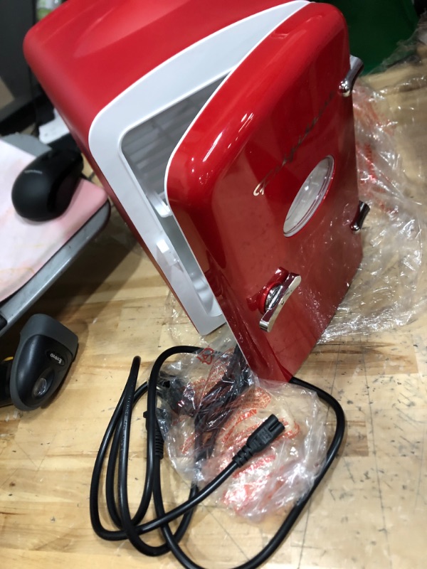 Photo 3 of **SMALL BREAK INSIDE OF FRIDGE , SEE PHOTO**
Frigidaire EFMIS129-RED Mini Portable Compact Personal Fridge Cooler