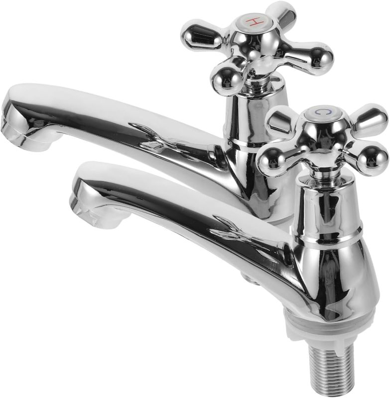 Photo 1 of 1 Pair Faucet Cold Water Tap Separate Hot and Cold Taps Bathroom Sink Bathroom Basin Tap Bathroom Taps Water Taps Bathroom Sink Taps for Bathroom Basin
