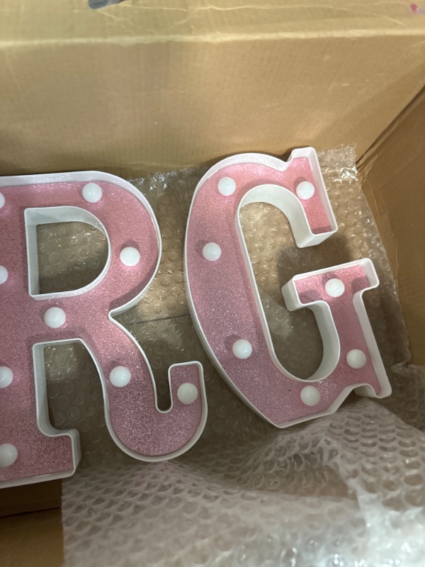 Photo 1 of "Baby Girl" Pink Light Letters