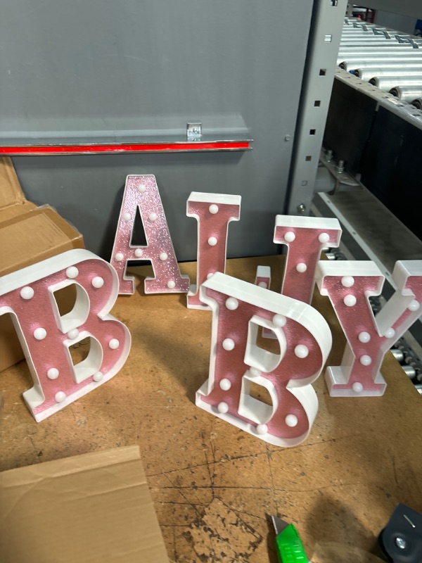 Photo 1 of "Baby Girl" Pink Light Letters