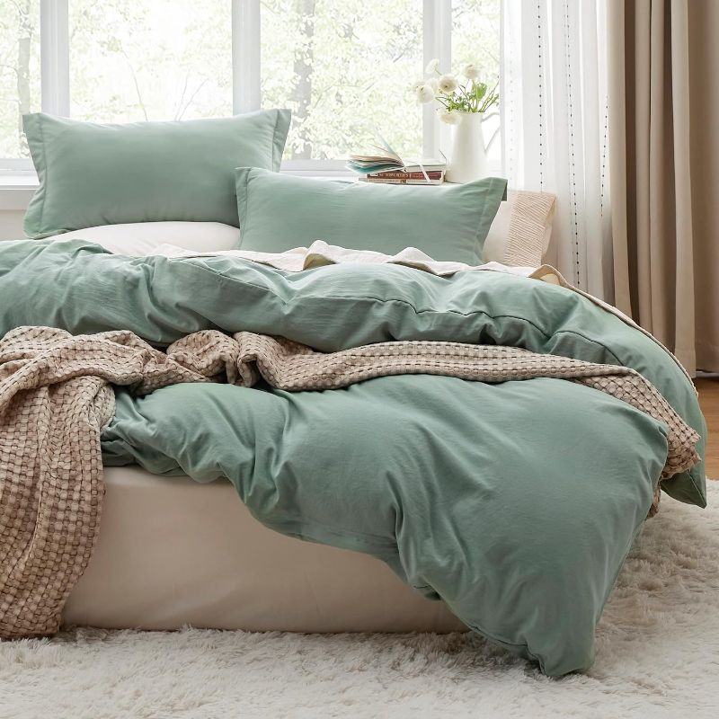 Photo 1 of (READ FULL POST) Bedsure Sage Green Duvet Cover King Size - Soft Prewashed Set, 3 Pieces, 1 Duvet Cover 104x90 Inches with Zipper Closure and 2 Pillow Shams, Comforter Not Included
