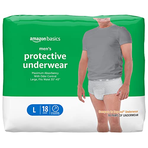 Photo 1 of Amazon Basics Incontinence Underwear for Men, Maximum Absorbency, Large, 18 Count, 1 Pack (Previously Solimo)
