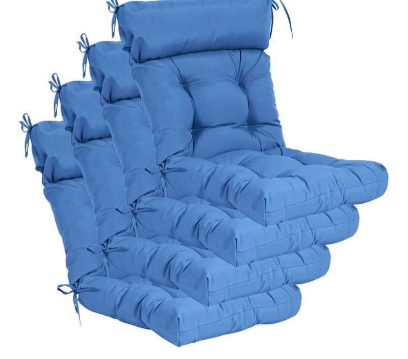 Photo 1 of *LIKE NEW//STOCK PHOTO JUST FOR REFERENCE*QILLOWAY Indoor/Outdoor High Back Chair Cushion,Tufted, Replacement Cushions - Pack of 4. ROYAL BLUE 