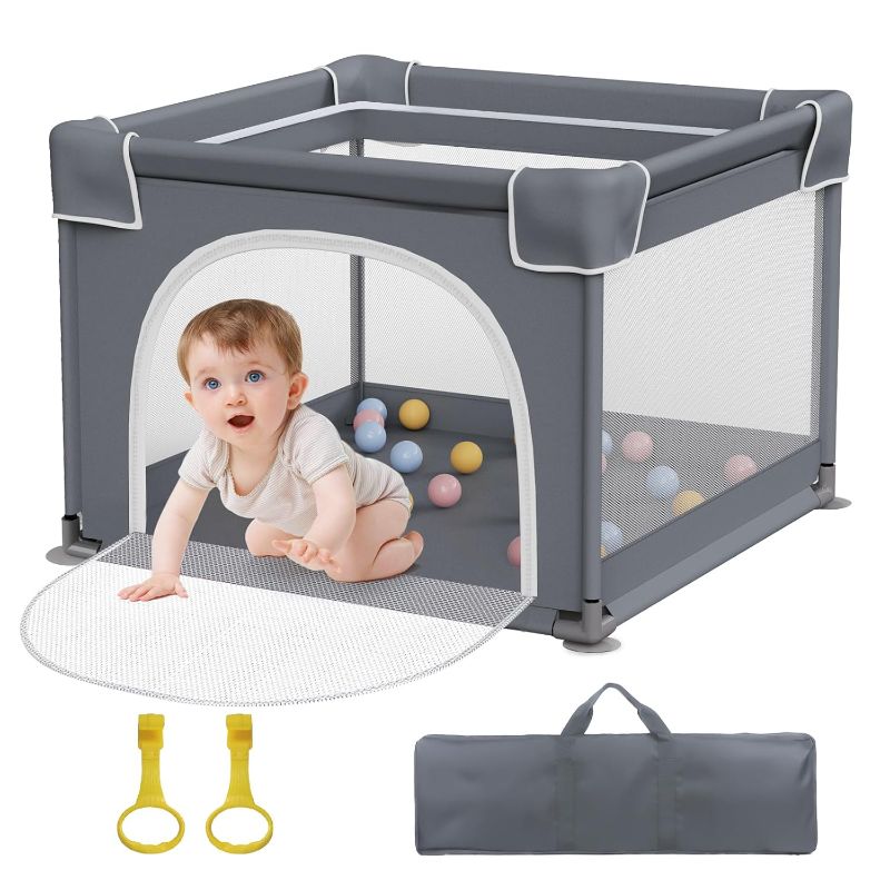 Photo 1 of ***USED - LIKELY MISSING PARTS - UNABLE TO VERIFY FUNCTIONALITY***
Playpens for Babies and Toddlers, Small Baby Playpen with Soft Breathable Mesh, Small Baby Play Yard with Anti-Slip Base, Baby Fence Play Area with Pull-up Ring 36"x36"