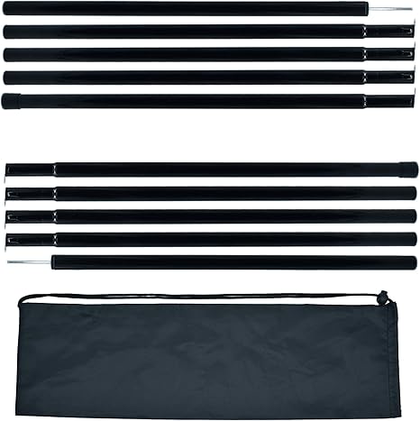 Photo 1 of Adjustable Tent Poles Steel Rods for Tarp Canopy Camping Replacement Set of 2 (Black)
