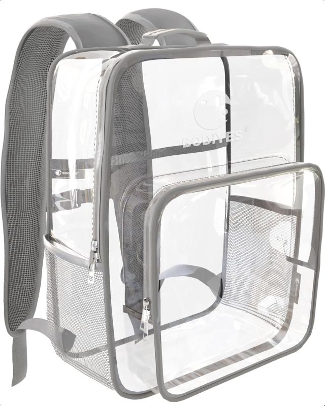 Photo 1 of 17" Clear Backpacks for School- 26L Extra Large Clear Backpack Heavy Duty, Reinforced Recyclable Material Clear Bookbag for College Workplace Security  ***IN PINK **** 