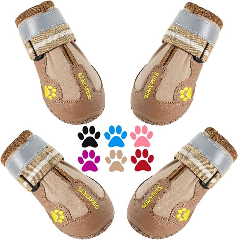 Photo 1 of (READ FULL POST) QUMY Dog Shoes for Large Dogs, Medium Dog Boots & Paw Protectors for Winter Snowy Day, Summer Hot Pavement, Waterproof in Rainy Weather, Outdoor Walking, Indoor Hardfloors Anti Slip Sole Khaki 8
