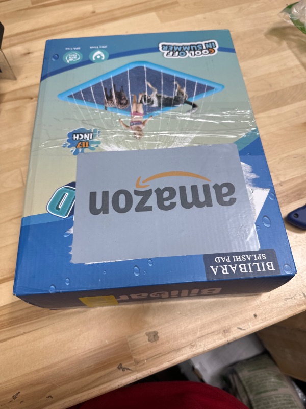 Photo 2 of 107'' Splash Pad for Dogs, Non-Slip Sprinkler for Kids, Square Splash Pad for Kids Ages 4-8, Splash Pads for Toddlers 1-3, Dog Sprinkler Shallow Pool, Outdoor Water Toys for Backyard, Teal
