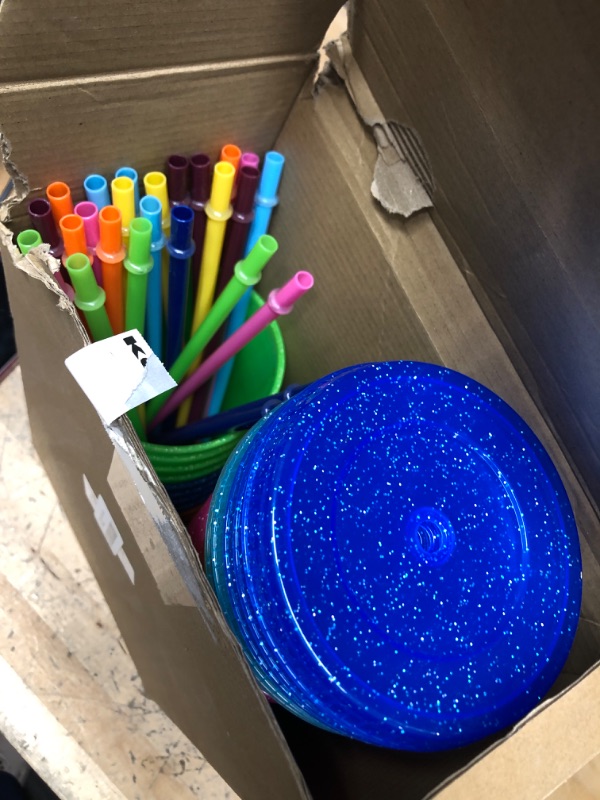 Photo 1 of *****MISSING SOME LIDS AND STRAWS ****Honeydak Tumbler with Straw and Lid Bulk Water Bottle Iced Coffee Travel Mug Cup Reusable Plastic Cups for Parties Birthdays 24-27 oz (Elegant Color)