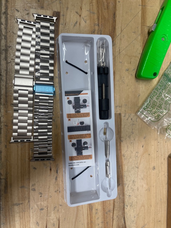 Photo 1 of 2-Pack Compatible for Apple Watch Band 41mm 40mm 38mm, Rugged Stainless Steel Replacement Strap Metal Bands for iWatch Series 8/7/6/5/4/3/2/1/SE/SE2 Women Men?Silver+StarLight?