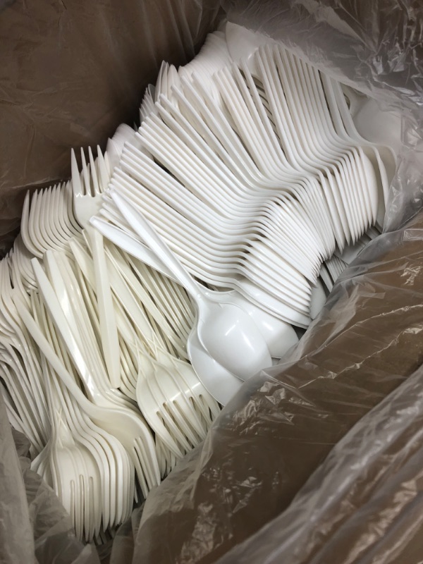 Photo 1 of 1000 Pcs Plastic Utensils Set - 500 Plastic Forks And 500 Plastic Teaspoons Plastic Forks And Spoons Set - Medium Weight Plastic Silverware Set - Bulk Disposable Cutlery - Packaging May Vary