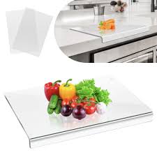 Photo 1 of Acrylic Cutting Board With Counter Lip | 17" x 13" Large Acrylic Cutting Board | Textured Non-Slip Kitchen Cutting Board For Countertop | Over The Counter Cutting Board