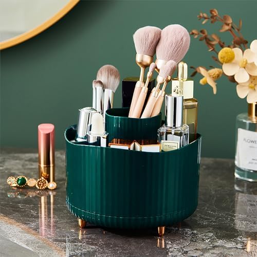 Photo 1 of 
Anyoifax 360° Rotating Makeup Brush Holder Organizer, Make up Brushes Cup for Vanity, 5 Slot Spinning Makeup Organizers for Cosmetics, Lipstick, Pen, Teal Green