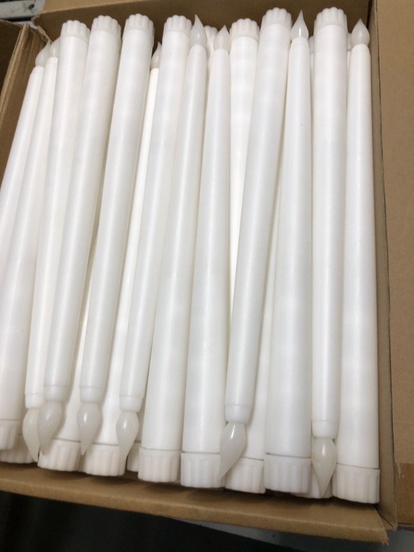 Photo 3 of 36 Pieces Flameless Taper Candles 11 Inch Flickering Candle Lights Faux LED Candles Battery Operated Candles Electric Fake Candles for Christmas Halloween Birthday Wedding Party Supplies (White)