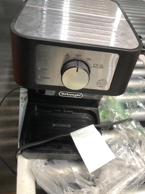 Photo 1 of **MISSING ITEMS** De'Longhi Stilosa Manual Espresso Machine, Latte & Cappuccino Maker, 15 Bar Pump Pressure + Milk Frother Steam Wand, Black / Stainless, EC260BK, 13.5 x 8.07 x 11.22 inches
