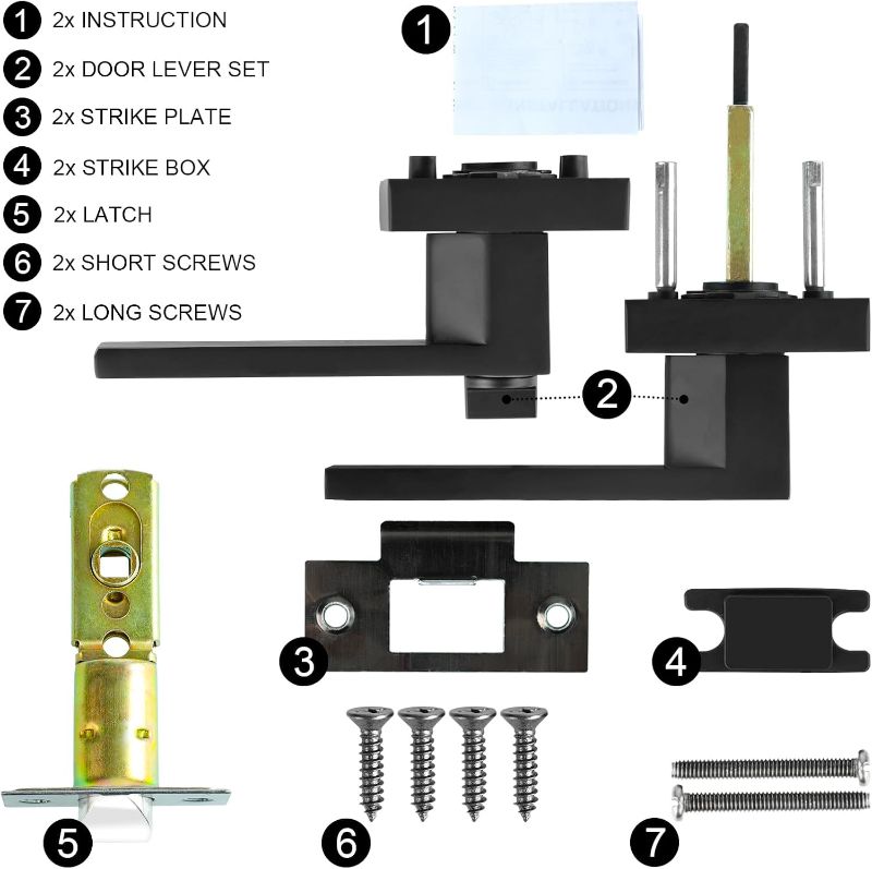 Photo 3 of (READ FULL POST) RAZCC Privacy Door Levers, 8 Pack Matte Black Door Handles Heavy Duty Bed and Bath Door Locks Interior Keyless Locksets, Reversible for Left Right Handed Doors
