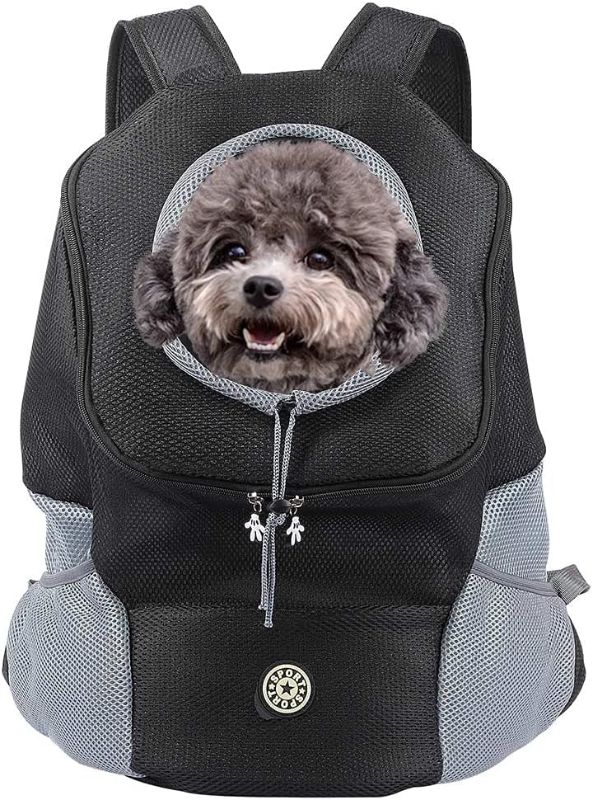 Photo 1 of (READ FULL POST) Dog Backpack, Puppy Backpack, Pet Carrier Backpack Small Dog Backpack Carrier Pet Travel Carrier Dog Front Carrier with Breathable Head Out Design and Padded Shoulder for Hiking Outdoor Travel(L)
