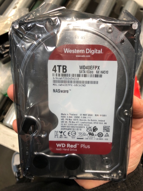 Photo 2 of (READ FULL POST) Western Digital 4TB WD Red Plus NAS Internal Hard Drive HDD - 5400 RPM, SATA 6 Gb/s, CMR, 128 MB Cache, 3.5" -WD40EFZX
