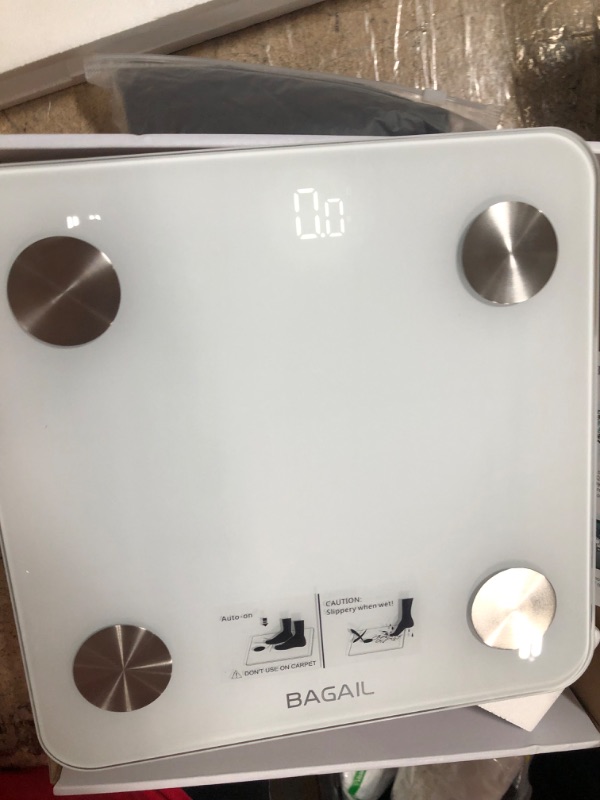 Photo 1 of BAGAIL Smart Scale for Body Weight, Digital Bathroom Scale for BMI Weighing Body Fat, Body Composition Monitor Health Analyzer with Smartphone App, 400lbs/180KG - White