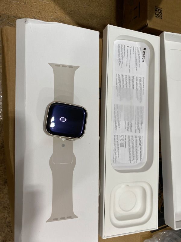 Photo 2 of Apple Watch Series 9 [GPS 41mm] Smartwatch with Starlight Aluminum Case with Starlight Sport Band S/M. Fitness Tracker