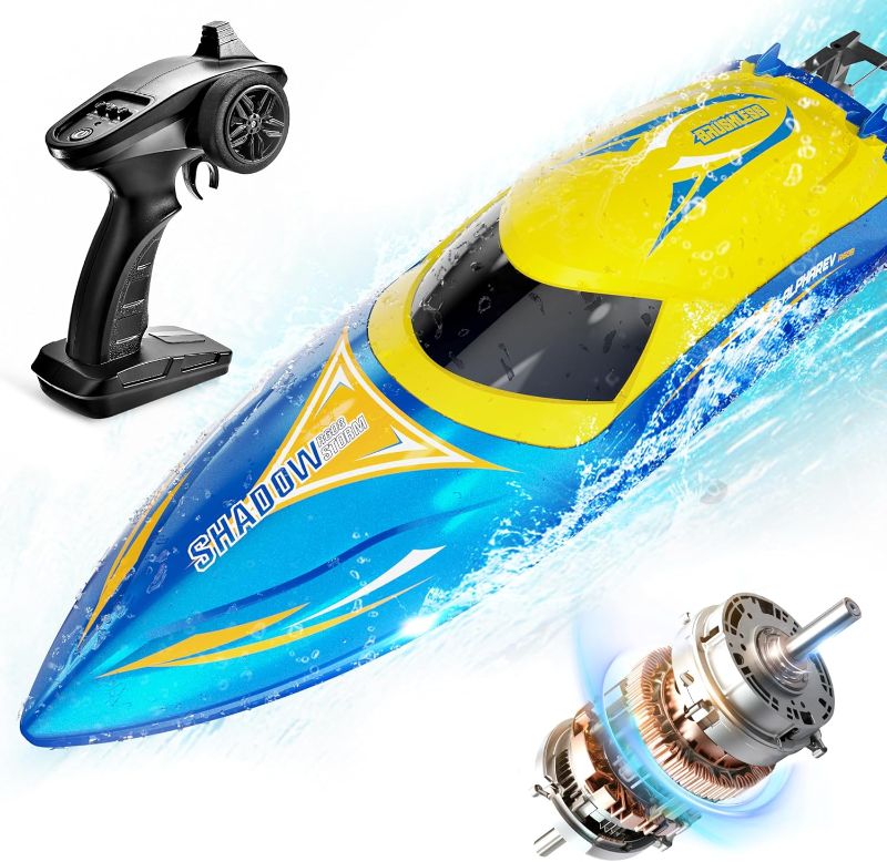 Photo 1 of ALPHAREV Brushless RC Boats for Adults - R608 30+ MPH Fast Remote Control Boat for Pools & Lakes, 2.4GHz RC Speed Boat with Replaceable Accessories, Summer Water Toys Birthday Gifts for Boys Kids
