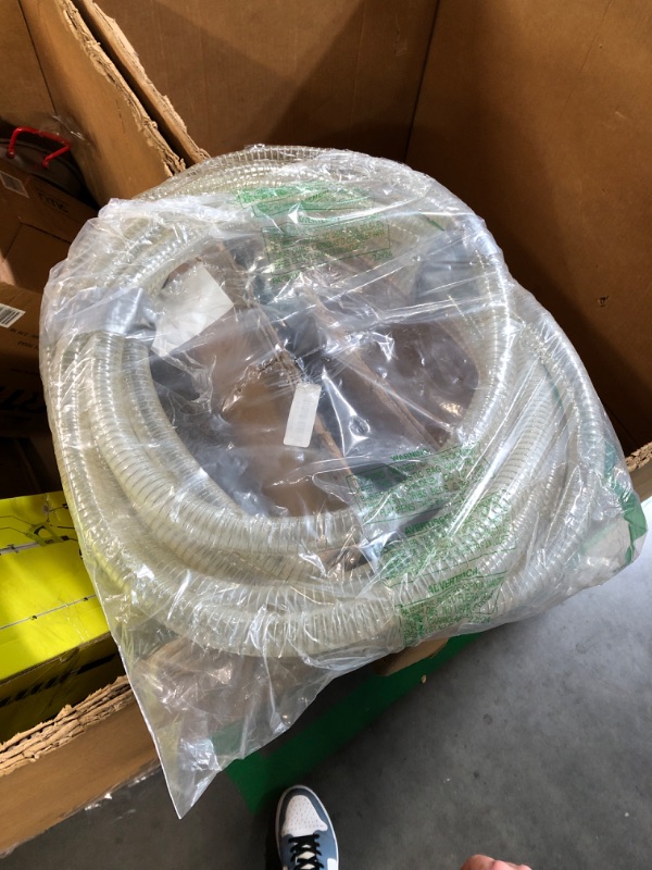 Photo 2 of (READ FULL POST) 6699 25FT x 1" Suction Hose with Check Valve and NPT 1" Thread Brass Adapter PVC Reinforced Tubing With Spiral Steel Wire Vacuum Transparent Water Hose for Shallow Well Sprinkler Garden Pump TH 1025