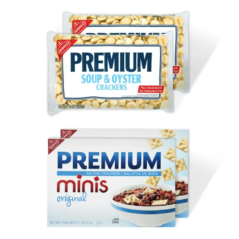 Photo 1 of *(Best By Jan 08,2025)* Premium Soup & Oyster Crackers and Minis Saltine Crackers Variety Pack, 4 Packs
