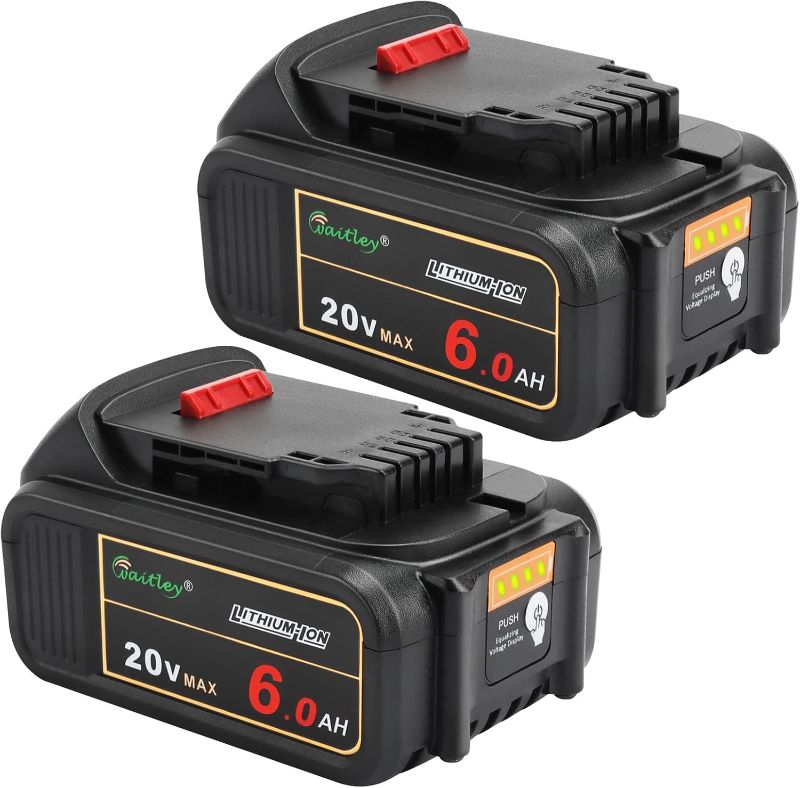 Photo 1 of 
waitley 2 Pack 20V 6.0A Replacement Battery Compatible with Dewalt DCB200 DCD DCF DCG Series Cordless Power Tools