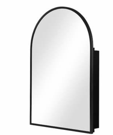 Photo 1 of 24-in x 36-in Surface/Recessed Mount Black Mirrored Arched Medicine Cabinet