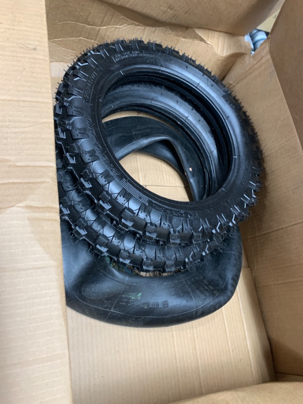 Photo 2 of (2-Set) AR-PRO 2.50-10” and 2.75-10” Dirt Bike Tires and Inner Tubes - 2.50-10” Front Tire and Tube/2.75-10” Rear Tire and Tube - Excellent Upgrade Tires and Tubes Compatible With CRF50 and JR50