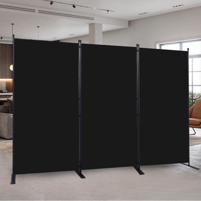 Photo 1 of  2 Panel Divider, Water Repellent Fabric Room Divider with Black